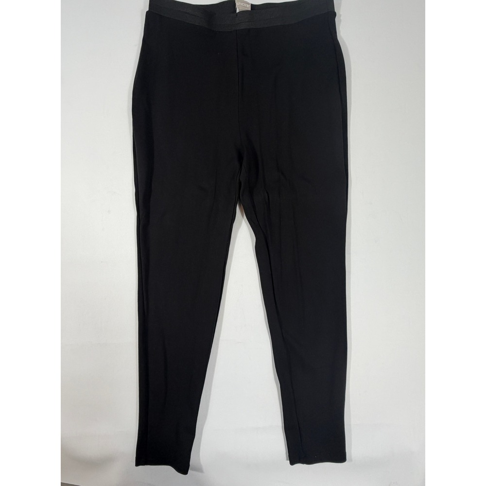 Chico's Leggings Womens 1R Black Stretch Pull On Slim Trousers